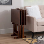 5-Piece Folding Tray Table Set with Stand - 26.25 - Hazelnut Brown