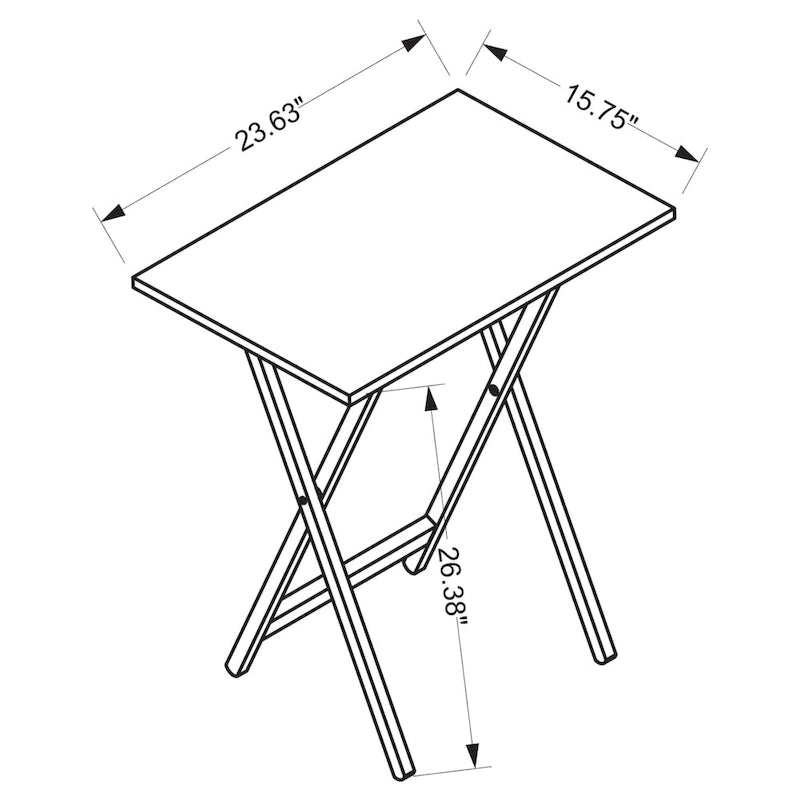 Ensemble de 5 tables pliantes avec plateau - 4 tables + support, capacité de 9 kg, placage acacia, pieds en bois d'hévéa, hauteur 66,7 cm, brun noisette, poignée de transport
