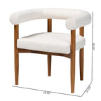 Chaise de salle à manger Boucle - Fauteuil Tuxedo, pieds en hévéa massif, rembourrage en mousse, crème/noyer, style Japandi, accoudoirs incurvés, 73,4 cm de largeur, minimaliste