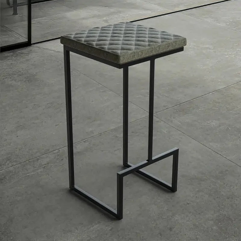 Tabouret de bar en cuir matelassé, hauteur comptoir - 74 cm, base en métal doré, assise rembourrée avec repose-pieds, capacité de charge de 120 kg, tabouret de bar de cuisine moderne