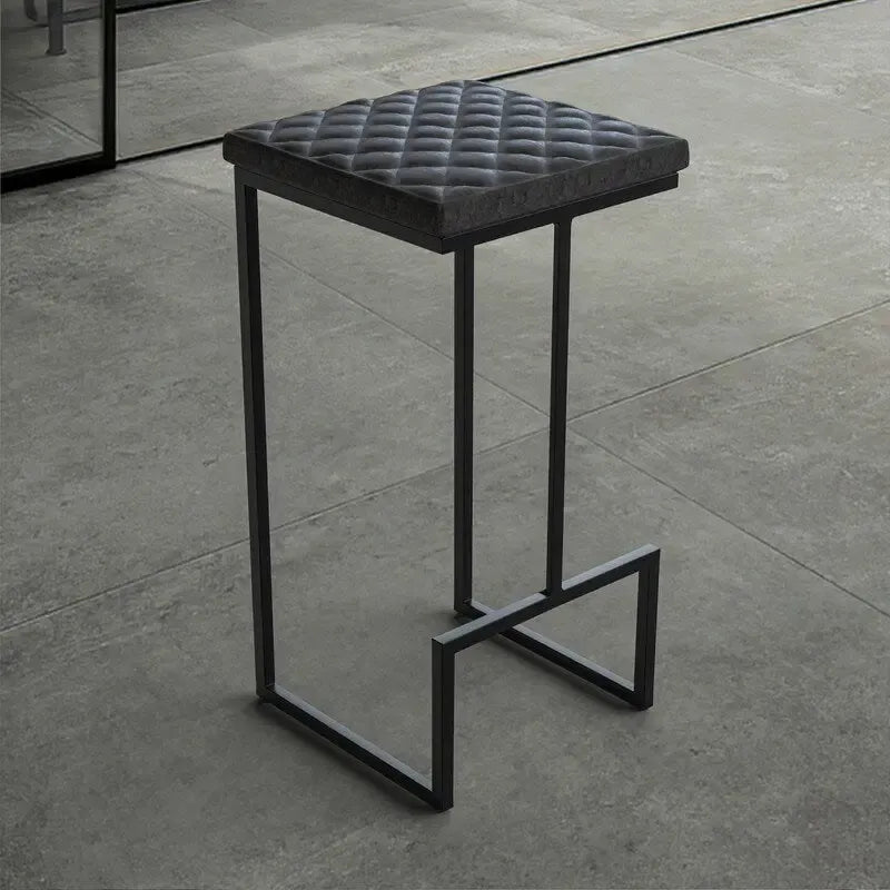 Tabouret de bar en cuir matelassé, hauteur comptoir - 74 cm, base en métal doré, assise rembourrée avec repose-pieds, capacité de charge de 120 kg, tabouret de bar de cuisine moderne