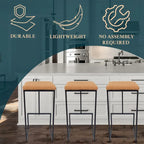 Tabouret de bar en cuir matelassé, hauteur comptoir - 74 cm, base en métal doré, assise rembourrée avec repose-pieds, capacité de charge de 120 kg, tabouret de bar de cuisine moderne