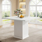 Table de salle à manger carrée - 4 couverts, bois blanc, design moderne, piètement carré, lignes épurées, 2 sets de table inclus, style contemporain, table de cuisine compacte