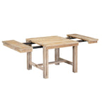 Ensemble de salle à manger 6 pièces : table extensible de 152 à 208 cm, 4 chaises, banc, bois d’acacia massif, capacité de charge des chaises : 136 kg, style campagnard, sièges rembourrés