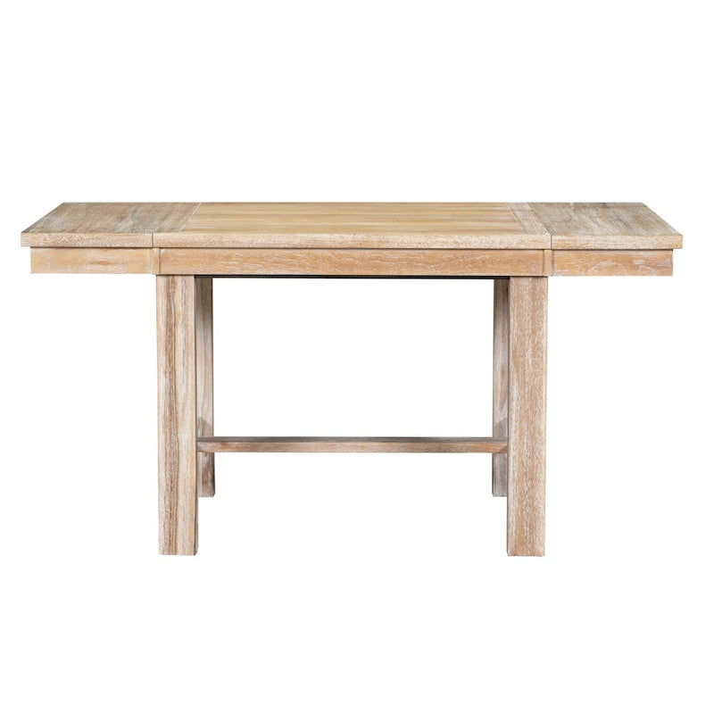Ensemble de salle à manger 6 pièces : table extensible de 152 à 208 cm, 4 chaises, banc, bois d’acacia massif, capacité de charge des chaises : 136 kg, style campagnard, sièges rembourrés