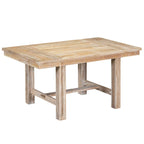 Ensemble de salle à manger 6 pièces : table extensible de 152 à 208 cm, 4 chaises, banc, bois d’acacia massif, capacité de charge des chaises : 136 kg, style campagnard, sièges rembourrés