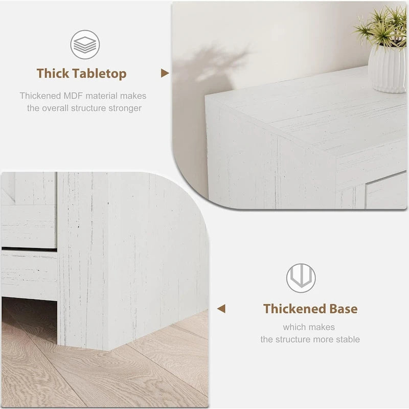 Meuble TV 70" - Convient aux téléviseurs 80", capacité de charge de 180 kg, 4 placards, portes abattantes, style campagnard, centre multimédia, montage en 1h30 à 2h