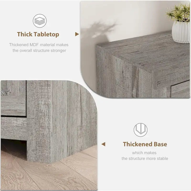 Meuble TV 70" - Convient aux téléviseurs 80", capacité de charge de 180 kg, 4 placards, portes abattantes, style campagnard, centre multimédia, montage en 1h30 à 2h