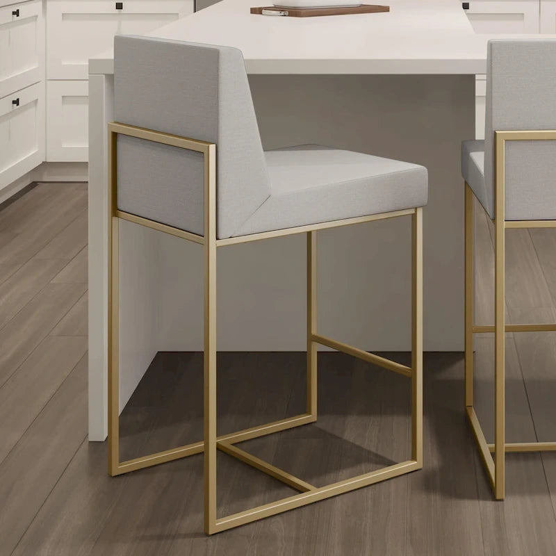 Tabouret de comptoir et de bar rembourré - Capacité de 136 kg (300 lb), structure en métal, assise en polyester avec dossier, hauteur de 69 cm (27 po) ou 79 cm (31 po), fabriqué au Canada