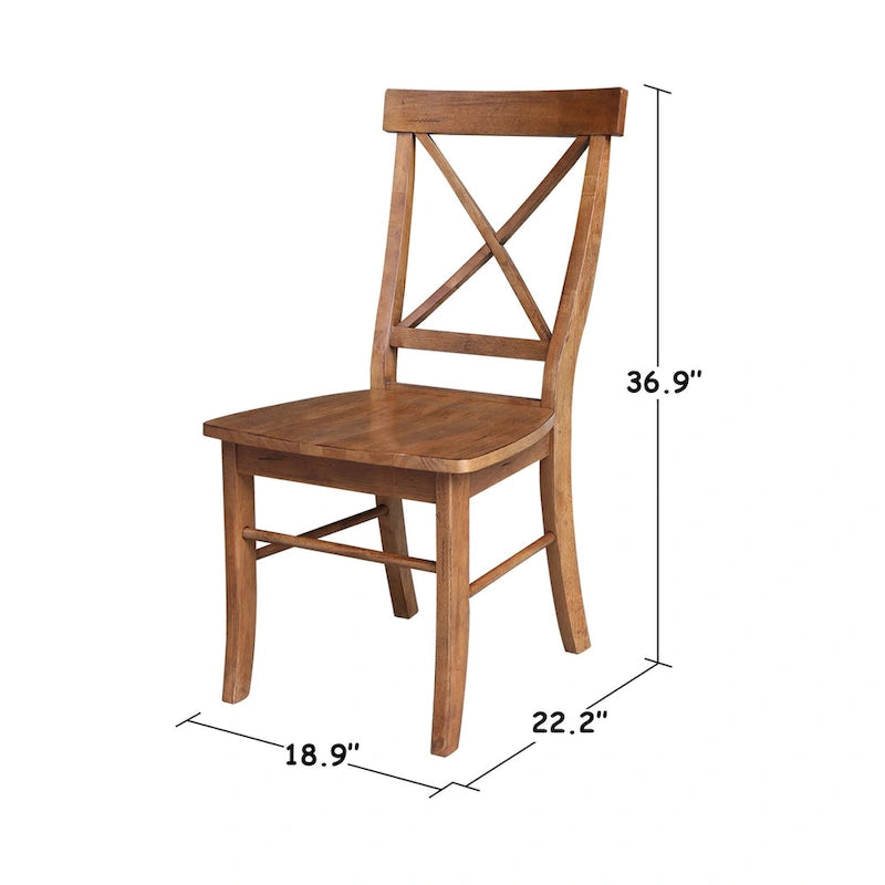 Ensemble de salle à manger 3 pièces 42 po : table à double abattant, 2 chaises à dossier en X, bois d’hévéa massif, plateau en bois de boucher, capacité de charge des chaises : 113 kg (250 lb), plusieurs finitions