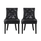 Ensemble de 2 chaises de salle à manger capitonnées - Coutures en losange, accoudoirs inclinés, pieds en hévéa, revêtement en tissu, 55 cm (L) x 91 cm (H), style contemporain, plusieurs coloris