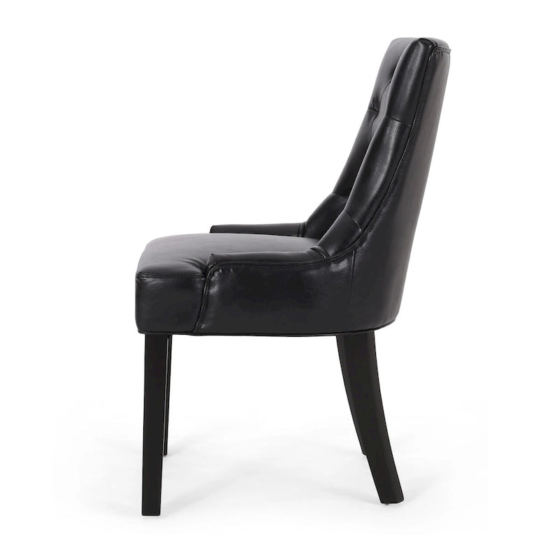 Ensemble de 2 chaises de salle à manger capitonnées - Coutures en losange, accoudoirs inclinés, pieds en hévéa, revêtement en tissu, 55 cm (L) x 91 cm (H), style contemporain, plusieurs coloris