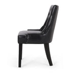 Ensemble de 2 chaises de salle à manger capitonnées - Coutures en losange, accoudoirs inclinés, pieds en hévéa, revêtement en tissu, 55 cm (L) x 91 cm (H), style contemporain, plusieurs coloris