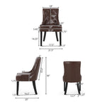 Ensemble de 2 chaises de salle à manger capitonnées - Coutures en losange, accoudoirs inclinés, pieds en hévéa, revêtement en tissu, 55 cm (L) x 91 cm (H), style contemporain, plusieurs coloris