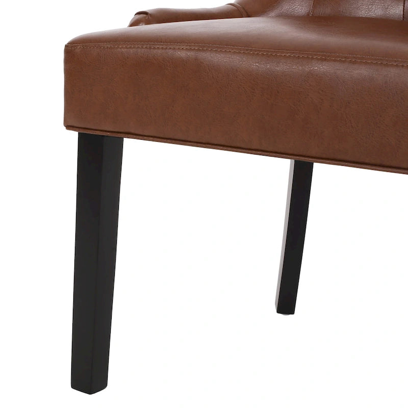 Ensemble de 2 chaises de salle à manger capitonnées - Coutures en losange, accoudoirs inclinés, pieds en hévéa, revêtement en tissu, 55 cm (L) x 91 cm (H), style contemporain, plusieurs coloris