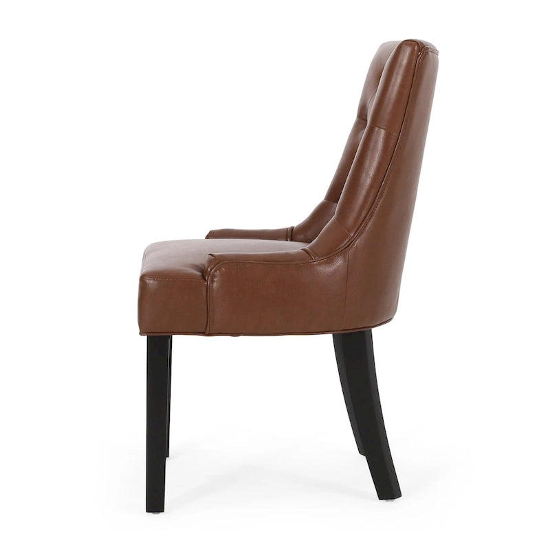 Ensemble de 2 chaises de salle à manger capitonnées - Coutures en losange, accoudoirs inclinés, pieds en hévéa, revêtement en tissu, 55 cm (L) x 91 cm (H), style contemporain, plusieurs coloris