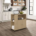 Kitchen Island Rolling Cart on Wheels with Storage Cabinet (Beech)