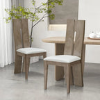 Ensemble de 2 chaises de salle à manger - Assise rembourrée en similicuir, dossier en bois, style traditionnel, finitions noyer/blanc, montage facile, style café/restaurant