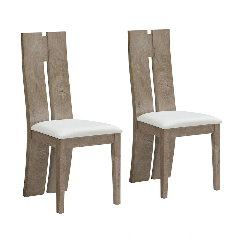 Ensemble de 2 chaises de salle à manger - Assise rembourrée en similicuir, dossier en bois, style traditionnel, finitions noyer/blanc, montage facile, style café/restaurant