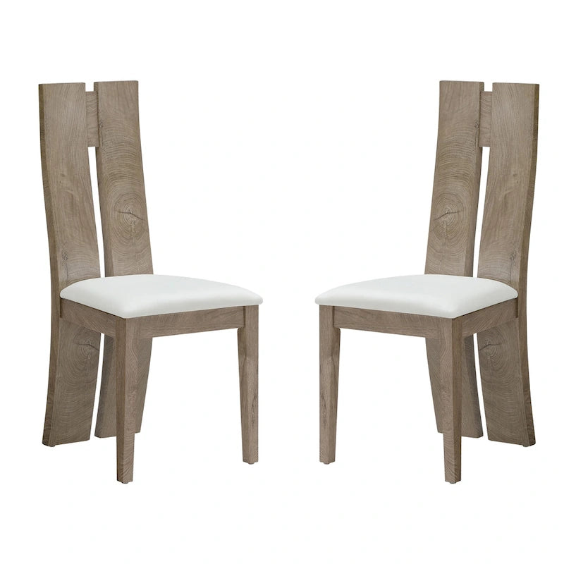 Ensemble de 2 chaises de salle à manger - Assise rembourrée en similicuir, dossier en bois, style traditionnel, finitions noyer/blanc, montage facile, style café/restaurant