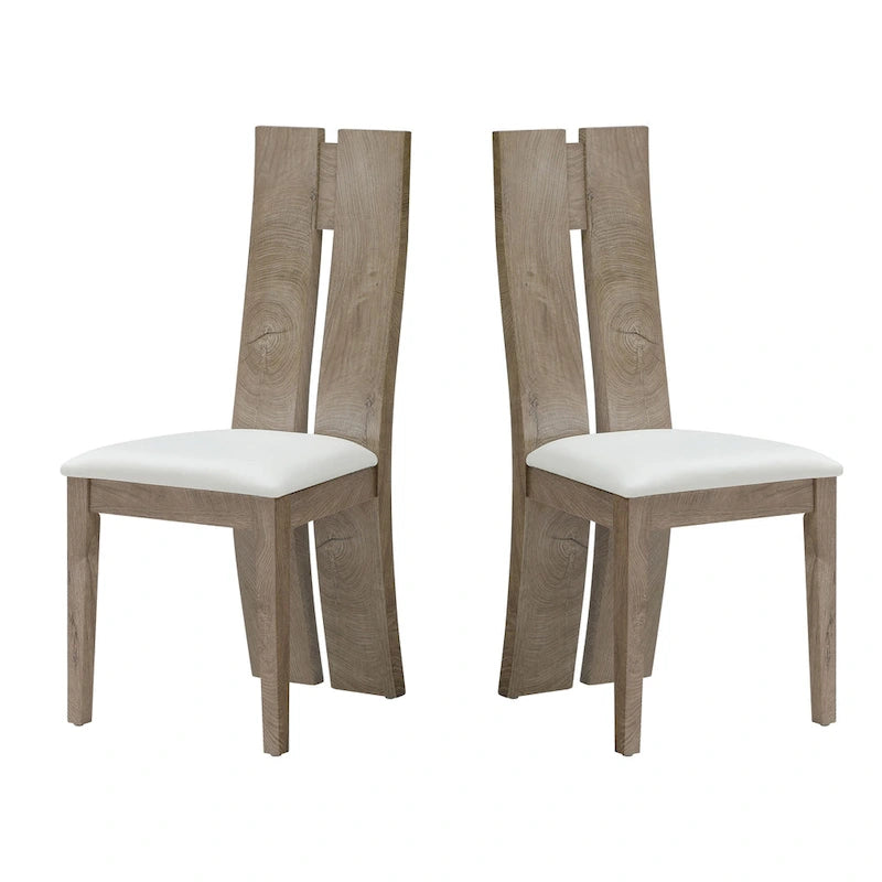Ensemble de 2 chaises de salle à manger - Assise rembourrée en similicuir, dossier en bois, style traditionnel, finitions noyer/blanc, montage facile, style café/restaurant