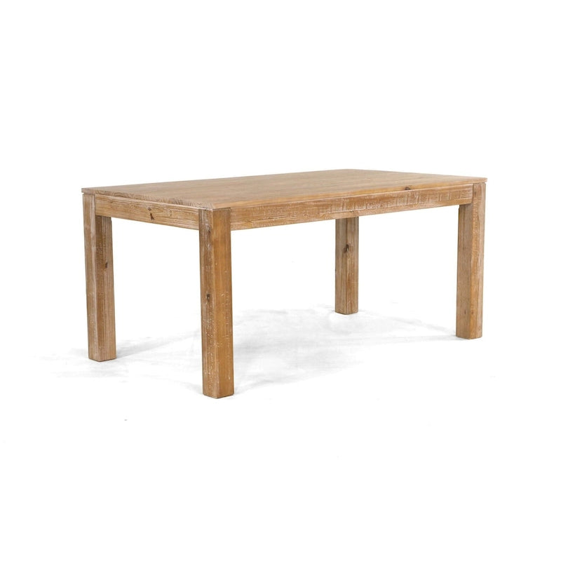 Table de salle à manger en pin massif de 160 cm (6 couverts), finition vieillie à la main, bois renouvelable, style rustique, 100 % pin, hauteur 75 cm (29,5 po), montage facile, grain naturel