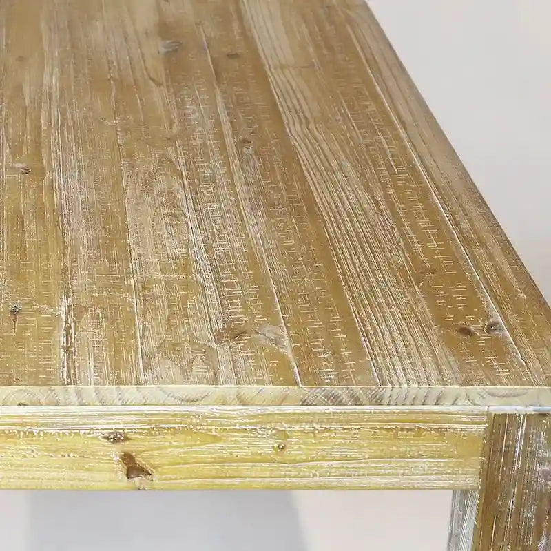 Table de salle à manger en pin massif de 160 cm (6 couverts), finition vieillie à la main, bois renouvelable, style rustique, 100 % pin, hauteur 75 cm (29,5 po), montage facile, grain naturel