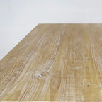 Table de salle à manger en pin massif de 160 cm (6 couverts), finition vieillie à la main, bois renouvelable, style rustique, 100 % pin, hauteur 75 cm (29,5 po), montage facile, grain naturel
