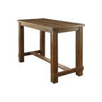 Table de bar rectangulaire rustique en bois - Finition noir antique, repose-pieds central, détails vieillis, construction robuste, hauteur pub