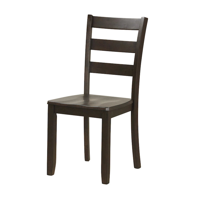 Ensemble de salle à manger 5 pièces - Table carrée de 91 cm, 4 chaises à dossier à lattes, bois massif, placage de bouleau, capacité de charge des chaises : 113 kg, expresso/gris/noyer