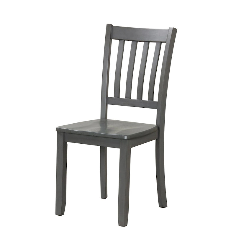 Ensemble de salle à manger 5 pièces - Table carrée de 91 cm, 4 chaises à dossier à lattes, bois massif, placage de bouleau, capacité de charge des chaises : 113 kg, expresso/gris/noyer