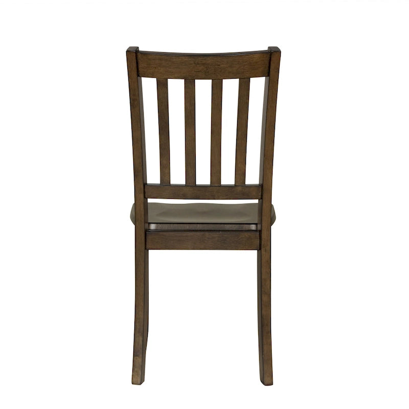 Ensemble de salle à manger 5 pièces - Table carrée de 91 cm, 4 chaises à dossier à lattes, bois massif, placage de bouleau, capacité de charge des chaises : 113 kg, expresso/gris/noyer