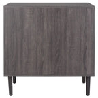 Commode à 3 tiroirs avec panneaux en rotin tressé et poignées en métal - Meuble de rangement pour chambre à coucher en placage texturé