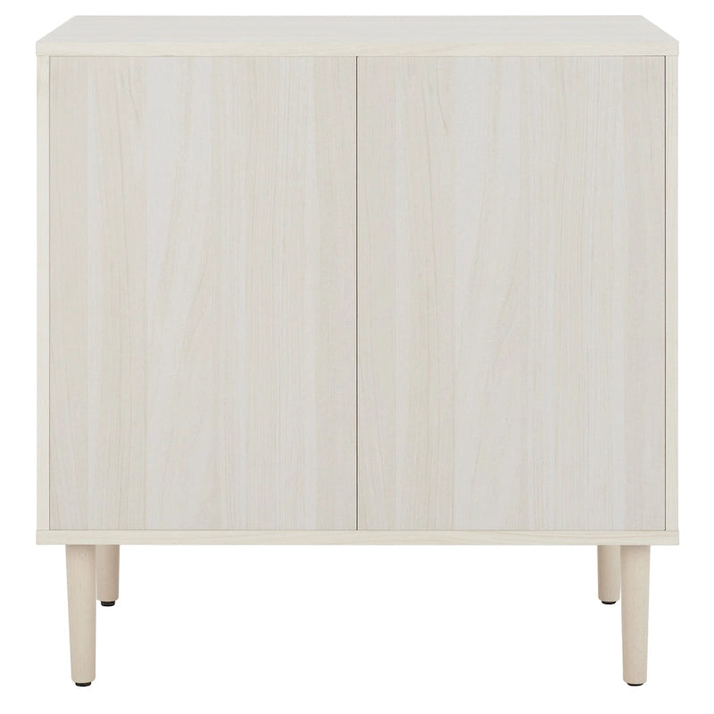 Commode à 3 tiroirs avec panneaux en rotin tressé et poignées en métal - Meuble de rangement pour chambre à coucher en placage texturé
