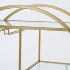 Chariot de bar roulant à 3 niveaux - 93 cm de hauteur, structure en métal doré, étagères en verre trempé, chariot à boissons mobile, style minimaliste moderne, 13,6 kg par étagère
