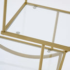 Chariot de bar roulant à 3 niveaux - 93 cm de hauteur, structure en métal doré, étagères en verre trempé, chariot à boissons mobile, style minimaliste moderne, 13,6 kg par étagère