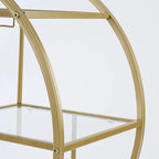 Chariot de bar roulant à 3 niveaux - 93 cm de hauteur, structure en métal doré, étagères en verre trempé, chariot à boissons mobile, style minimaliste moderne, 13,6 kg par étagère