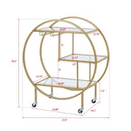 Chariot de bar roulant à 3 niveaux - 93 cm de hauteur, structure en métal doré, étagères en verre trempé, chariot à boissons mobile, style minimaliste moderne, 13,6 kg par étagère