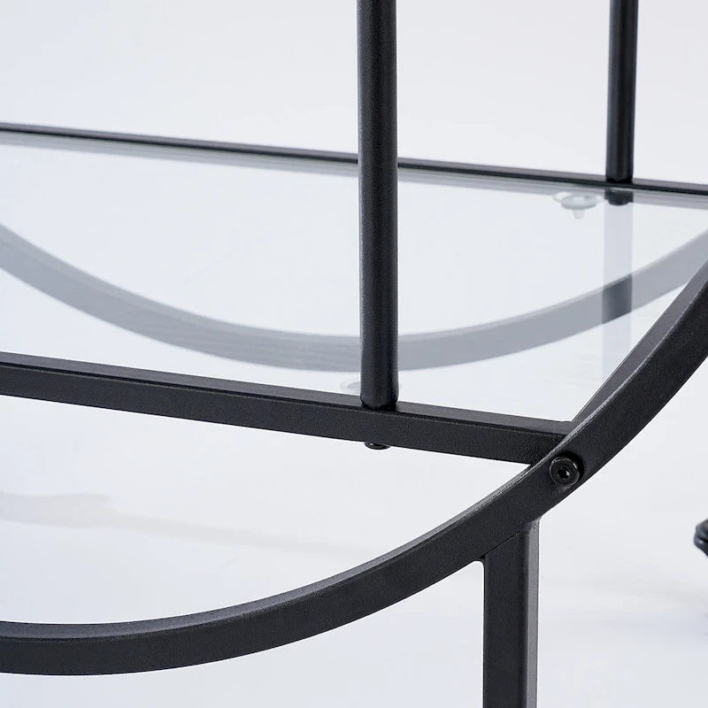 Chariot de bar roulant à 3 niveaux - 93 cm de hauteur, structure en métal doré, étagères en verre trempé, chariot à boissons mobile, style minimaliste moderne, 13,6 kg par étagère