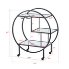 Chariot de bar roulant à 3 niveaux - 93 cm de hauteur, structure en métal doré, étagères en verre trempé, chariot à boissons mobile, style minimaliste moderne, 13,6 kg par étagère