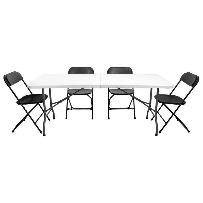 Lot de 4 chaises pliantes en plastique - Capacité de 159 kg, structure en acier, empilables, usage intérieur/extérieur, aucun assemblage requis