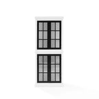 Armoire de rangement haute - Blanche avec portes à carreaux noirs, 2 étagères réglables - Style campagne française, empilable