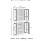 Armoire de rangement haute - Blanche avec portes à carreaux noirs, 2 étagères réglables - Style campagne française, empilable