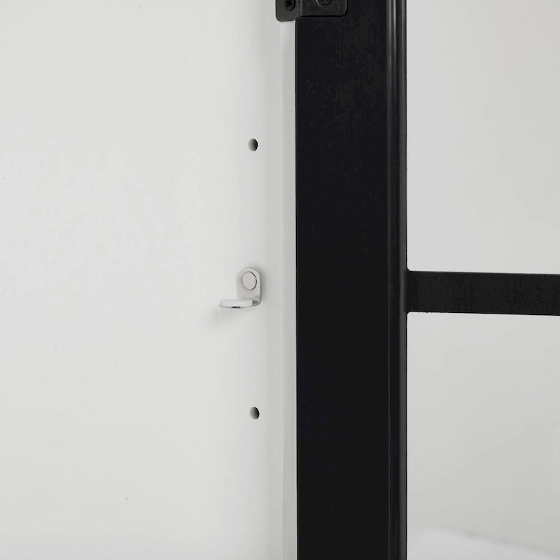 Armoire de rangement haute - Blanche avec portes à carreaux noirs, 2 étagères réglables - Style campagne française, empilable