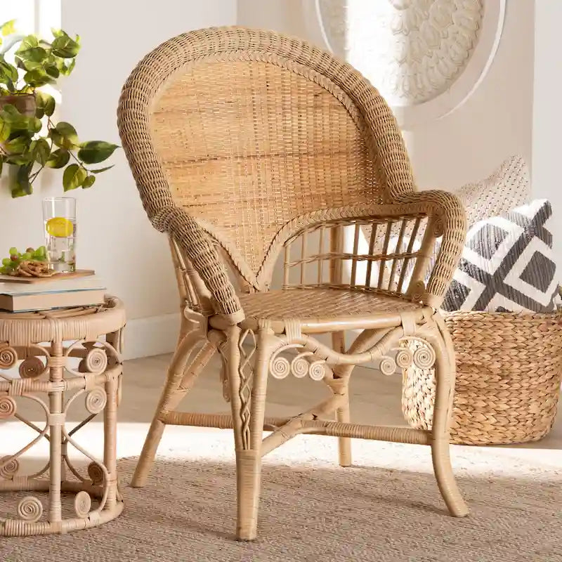 bali & pari Ratu Modern Bohemian Natural Brown Rattan Accent Chair