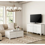 WAMPAT White Modern Sideboard TV Stand and Coffee Table, Set of 2