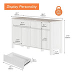 Ensemble de salon 2 pièces - Meuble TV et table basse, plateau motif pierre grise, blanc - 2 tiroirs, 4 portes, capacité de charge de 75 kg