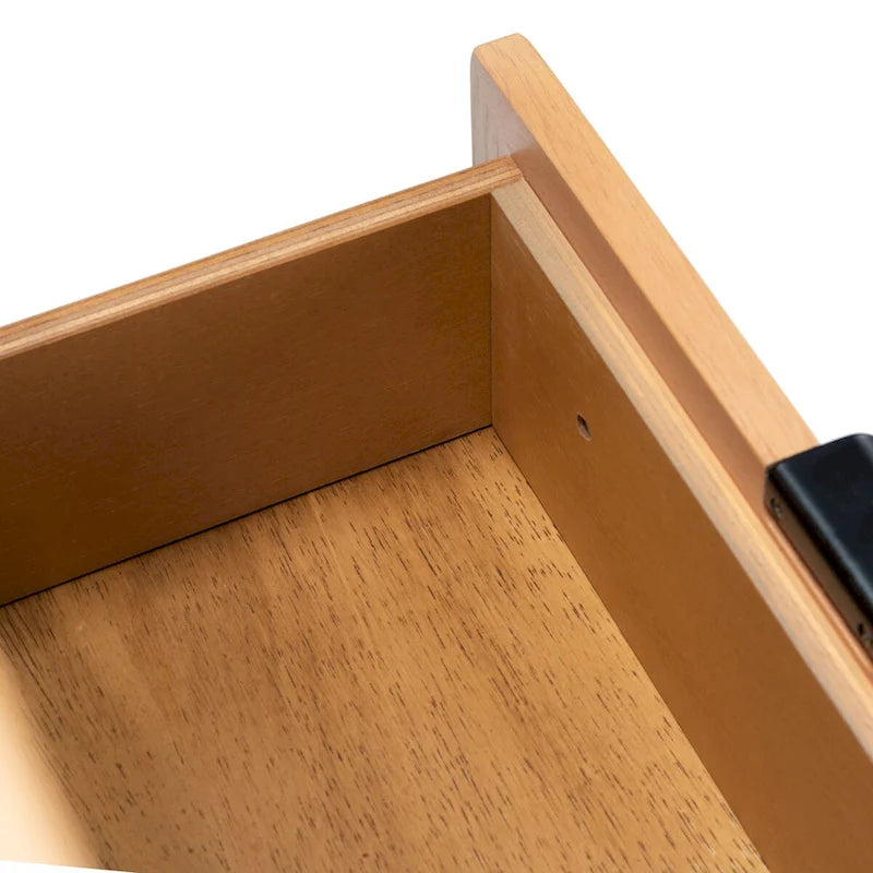 Commode en rotin à 3 tiroirs - 91 cm L x 91 cm H, style moderne du milieu du siècle, style bord de mer, design asymétrique, pieds évasés, grand espace de rangement