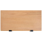 Commode en rotin à 3 tiroirs - 91 cm L x 91 cm H, style moderne du milieu du siècle, style bord de mer, design asymétrique, pieds évasés, grand espace de rangement