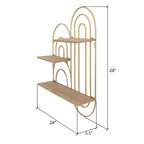 Étagère murale à 3 niveaux en métal doré - Design ovale abstrait, 74 cm (H) x 61 cm (L) x 14 cm (P), présentoir flottant moderne, organisateur de rangement décoratif